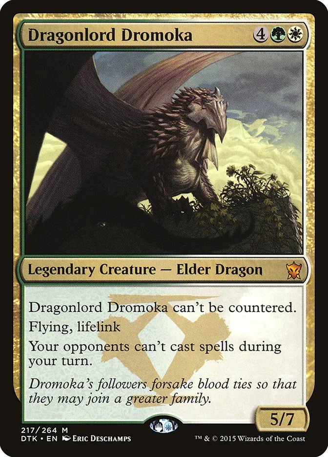 2015 Dragons of Tarkir Dragonlord Dromoka #217 mythic card image