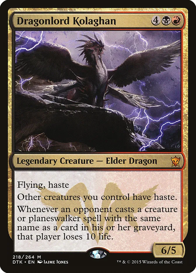 2015 Dragons of Tarkir Dragonlord Kolaghan [Foil] mythic #218 mythic card image