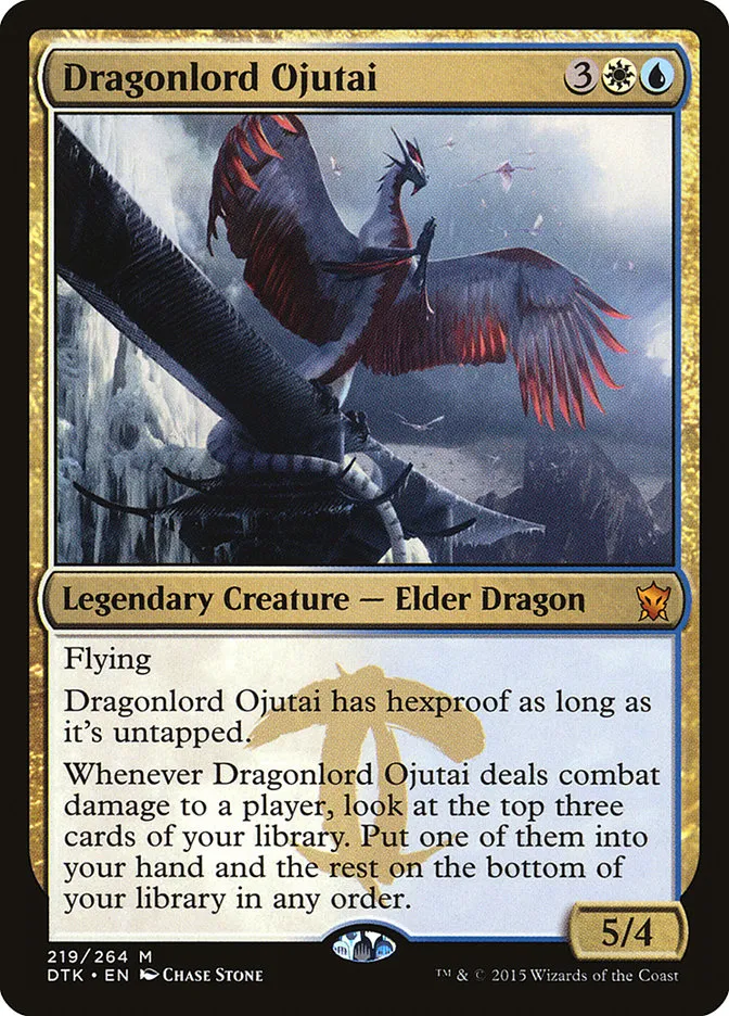 2015 Dragons of Tarkir Dragonlord Ojutai #219 mythic card image