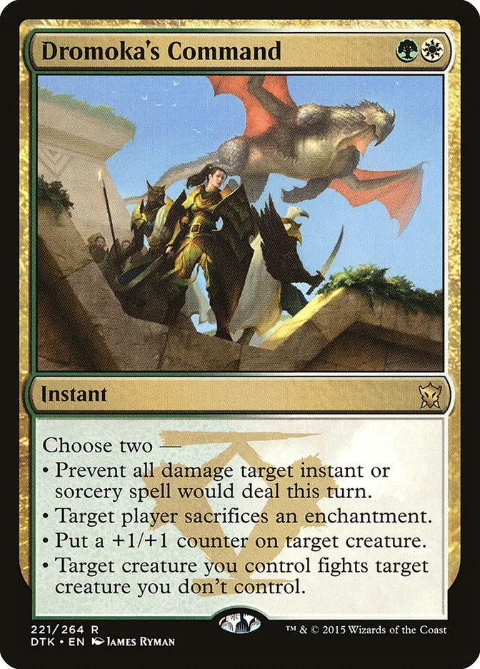 2015 Dragons of Tarkir Dromoka's Command rare #221 rare card image