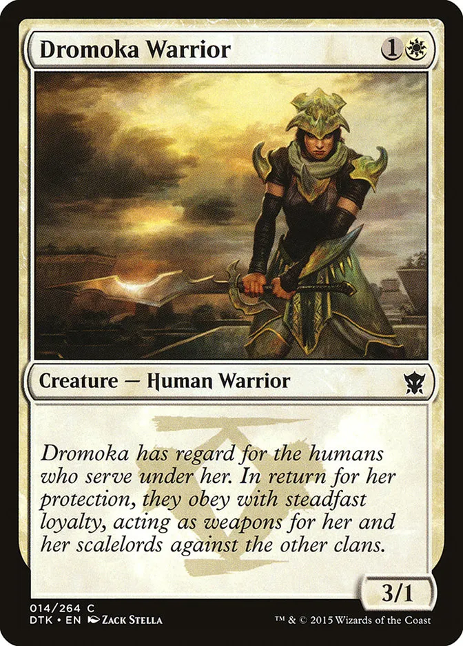 2015 Dragons of Tarkir Dromoka Warrior common #14 common card image