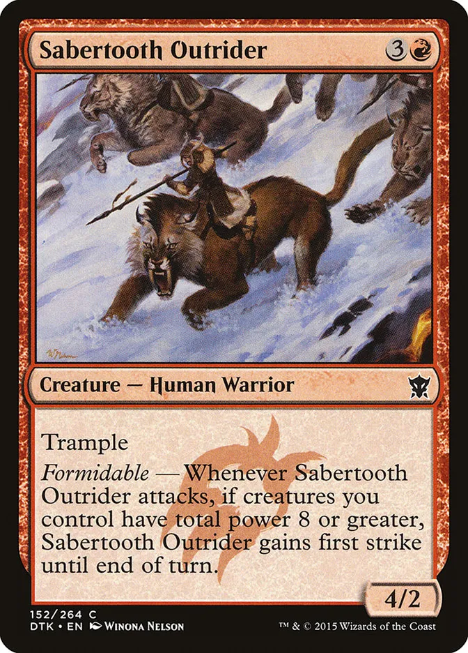 2015 Dragons of Tarkir Sabertooth Outrider #152 common card image