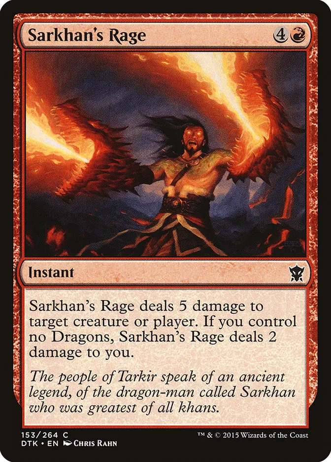 2015 Dragons of Tarkir Sarkhan's Rage #153 common card image