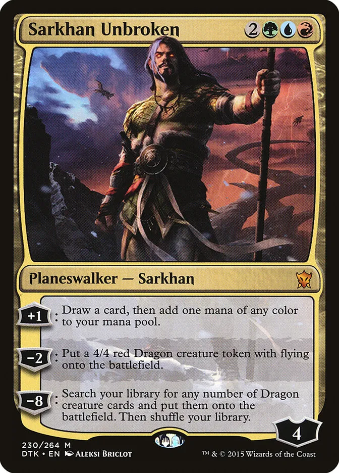 2015 Dragons of Tarkir Sarkhan Unbroken mythic #230 mythic card image