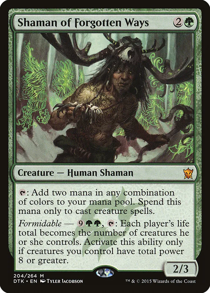 2015 Dragons of Tarkir Shaman of Forgotten Ways #204 mythic card image