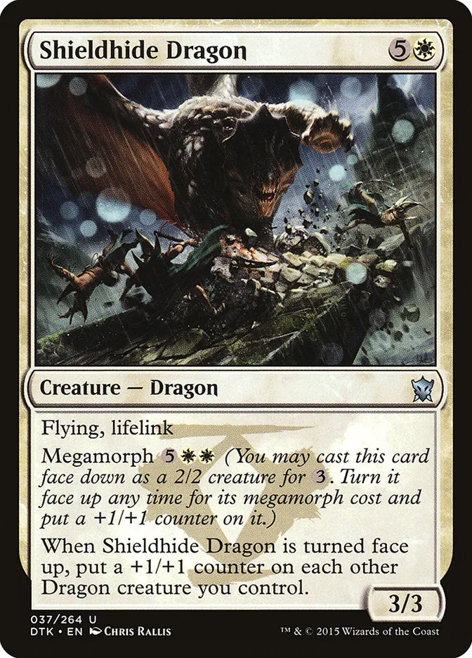 2015 Dragons of Tarkir Shieldhide Dragon uncommon #37 uncommon card image