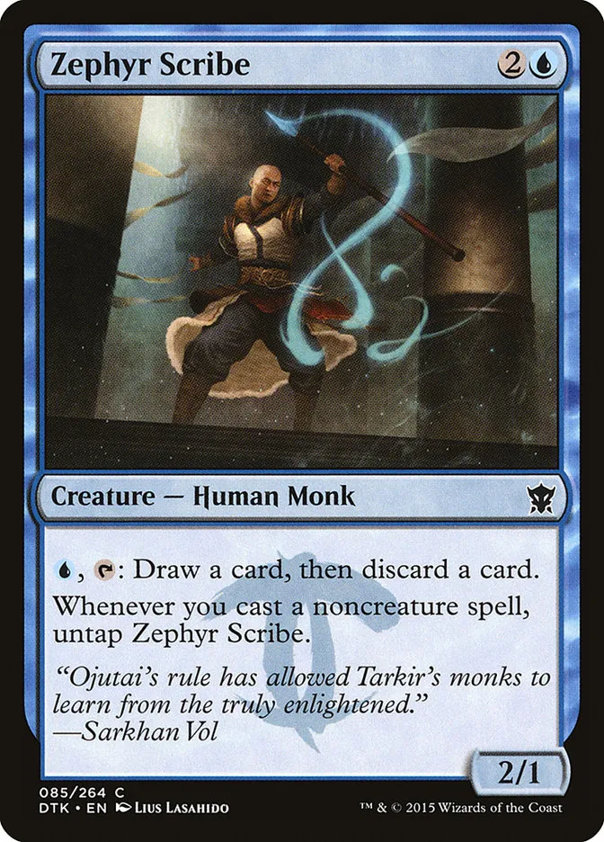 2015 Dragons of Tarkir Zephyr Scribe #85 common card image