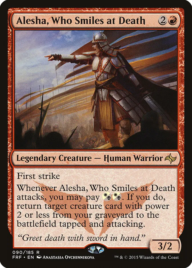 2015 Fate Reforged Alesha, Who Smiles at Death #90 rare card image