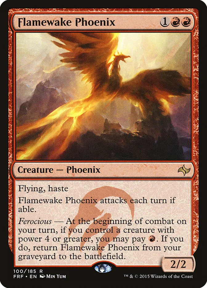 2015 Fate Reforged Flamewake Phoenix rare #100 rare card image