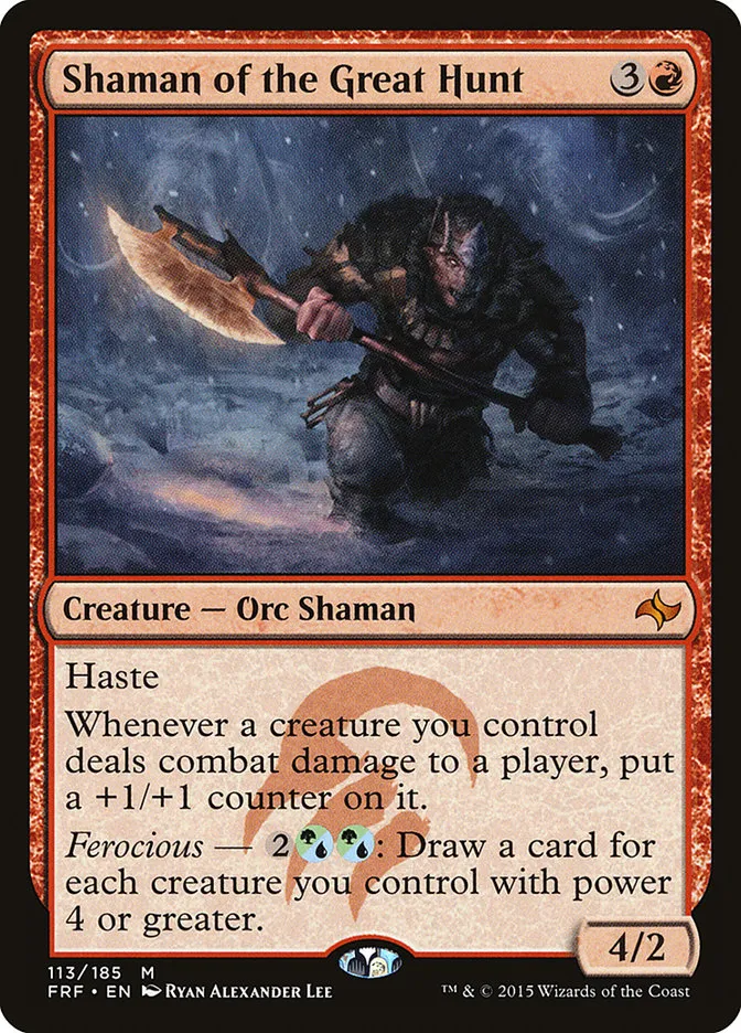 2015 Fate Reforged Shaman of the Great Hunt #113 mythic card image