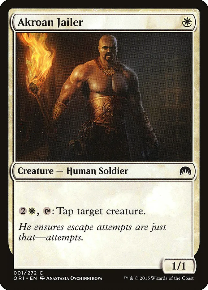 2015 Magic Origins Akroan Jailer common #1 common card image