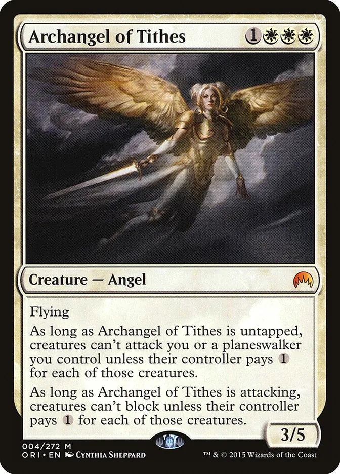 2015 Magic Origins Archangel of Tithes #4 mythic card image