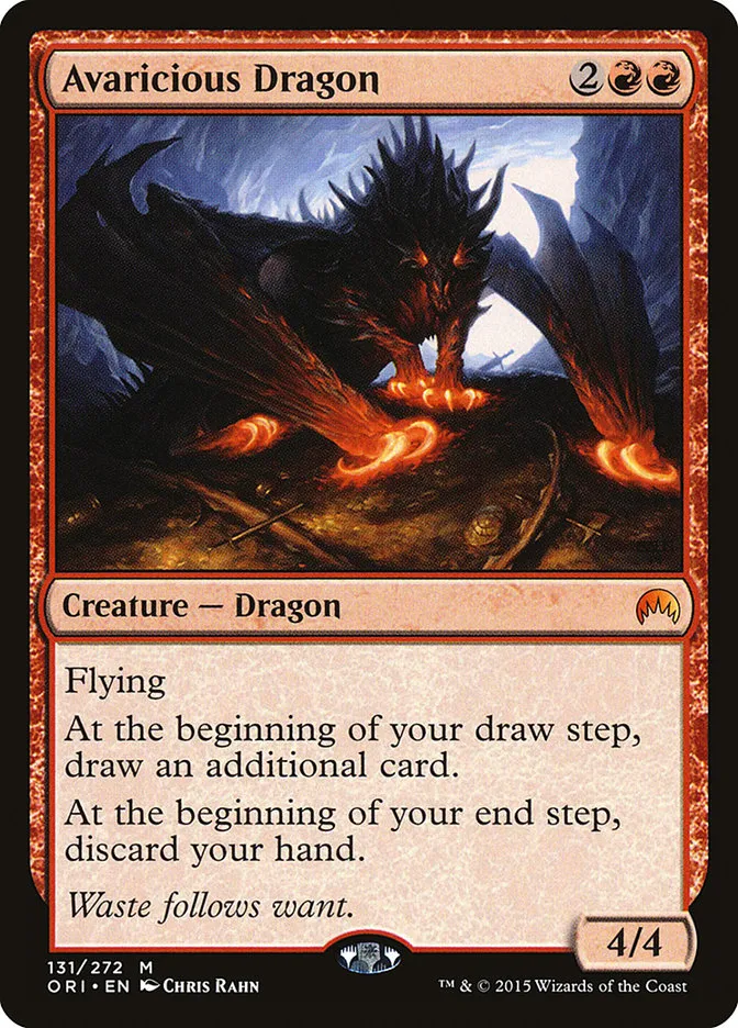 2015 Magic Origins Avaricious Dragon #131 mythic card image
