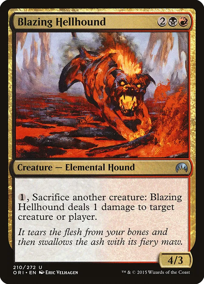 2015 Magic Origins Blazing Hellhound uncommon #210 uncommon card image