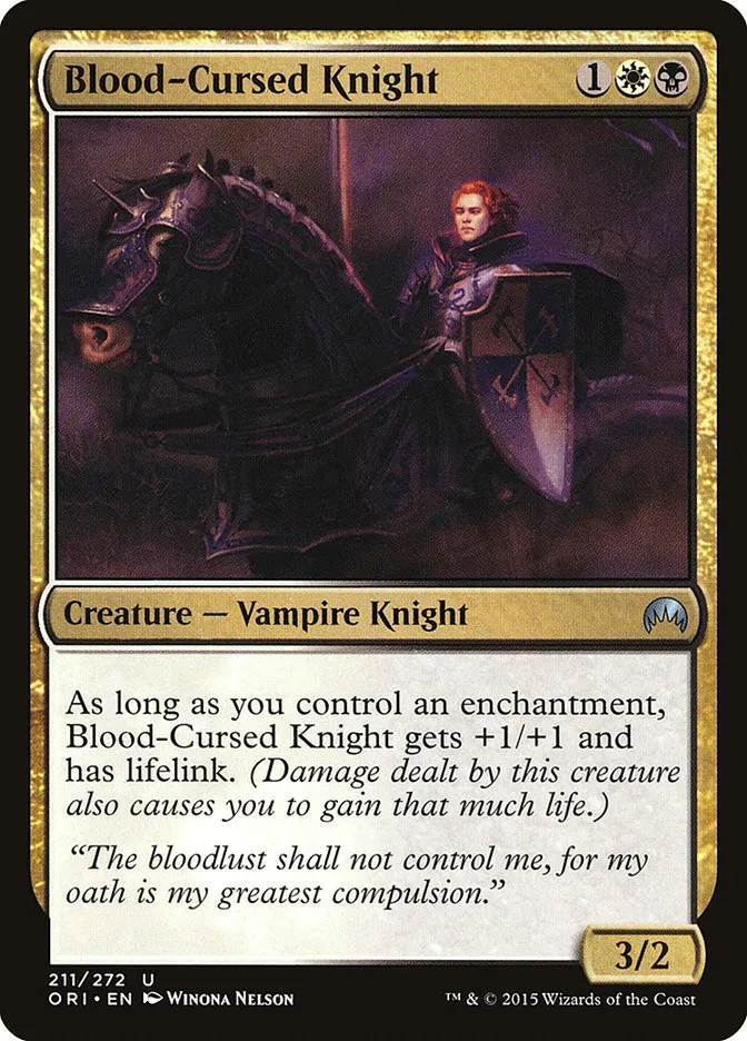 2015 Magic Origins Blood-Cursed Knight #211 uncommon card image