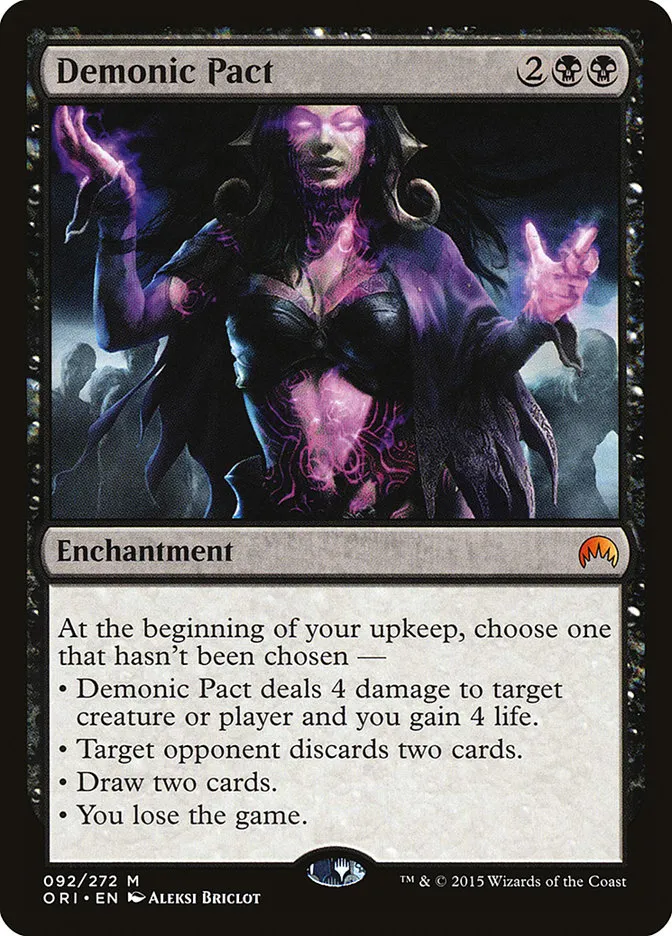 2015 Magic Origins Demonic Pact mythic #92 mythic card image
