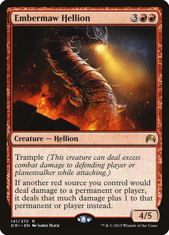 2015 Magic Origins Embermaw Hellion rare #141 rare card image