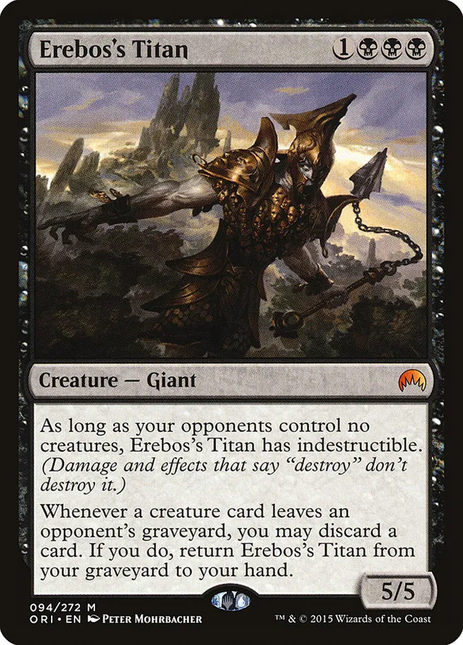 2015 Magic Origins Erebos's Titan #94 mythic card image