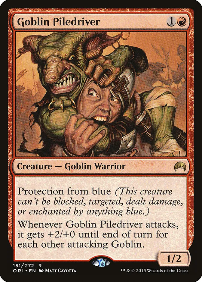 2015 Magic Origins Goblin Piledriver rare #151 rare card image