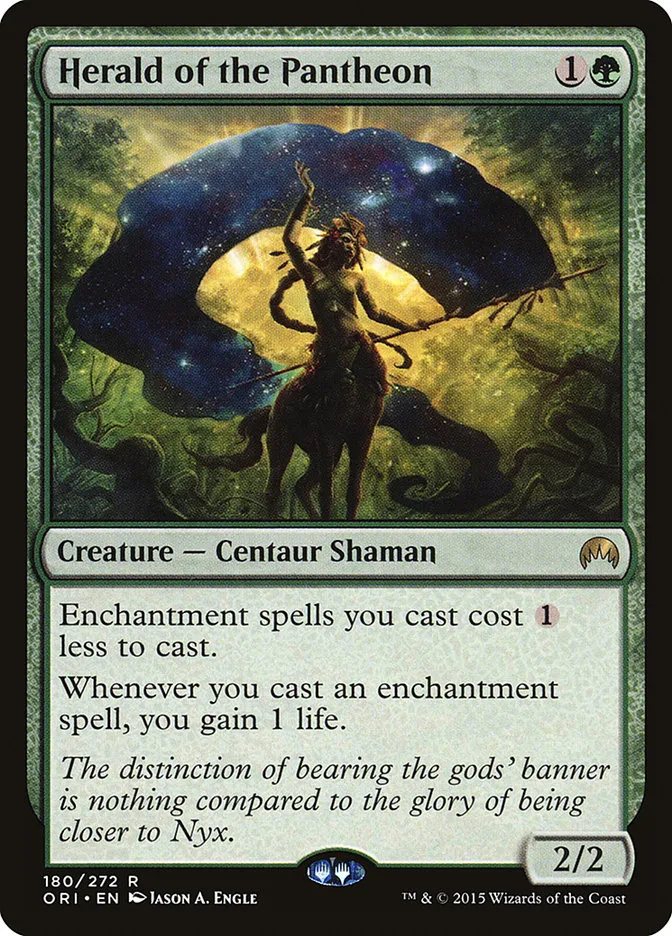 2015 Magic Origins Herald of the Pantheon #180 rare card image