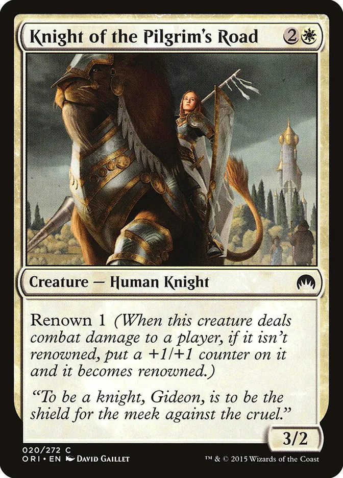 2015 Magic Origins Knight of the Pilgrim's Road #20 common card image