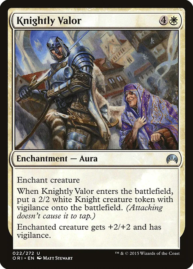 2015 Magic Origins Knightly Valor #22 uncommon card image