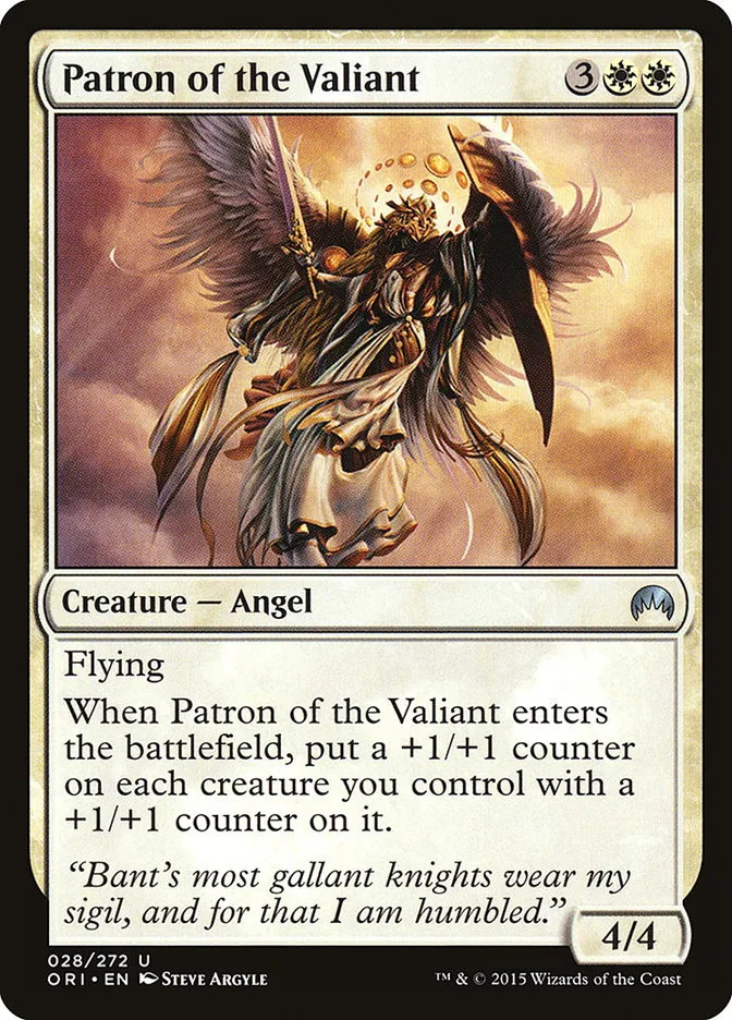 2015 Magic Origins Patron of the Valiant #28 uncommon card image