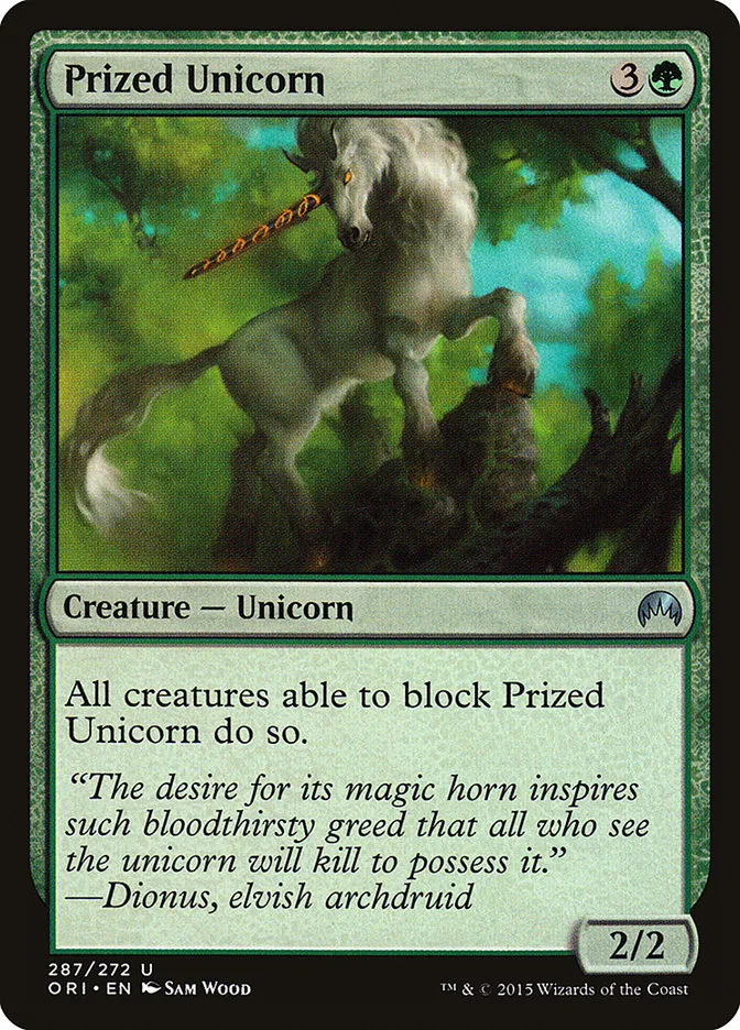 2015 Magic Origins Prized Unicorn #287 uncommon card image