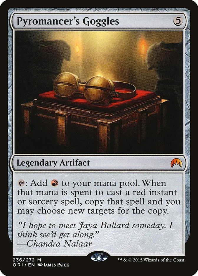 2015 Magic Origins Pyromancer's Goggles #236 mythic card image