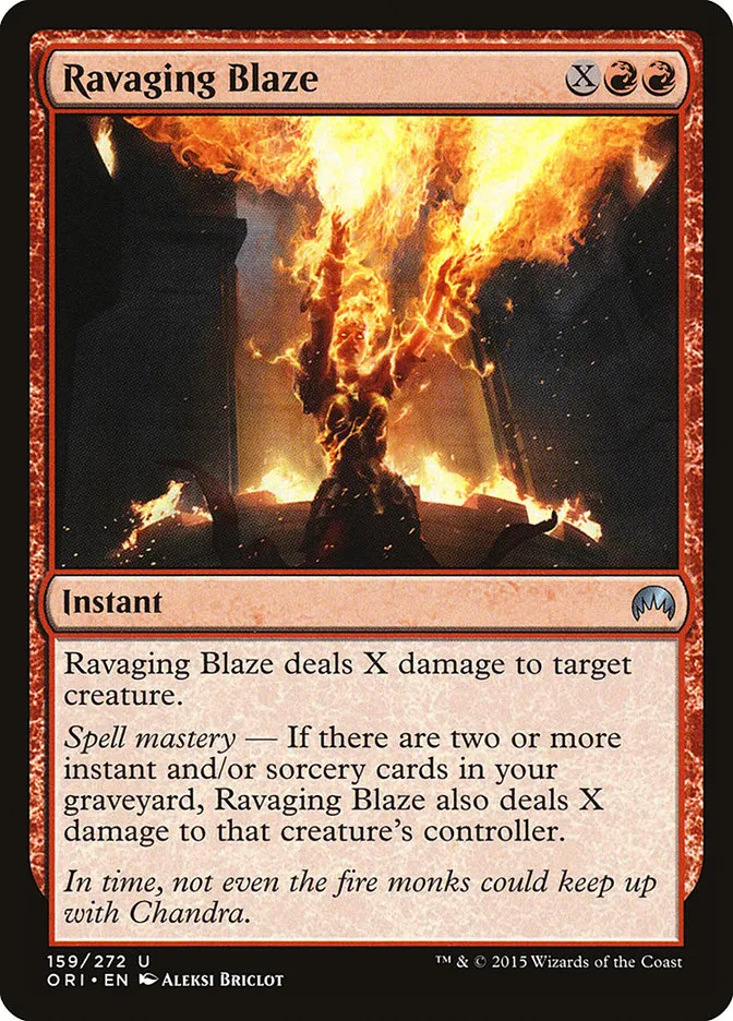 2015 Magic Origins Ravaging Blaze #159 uncommon card image