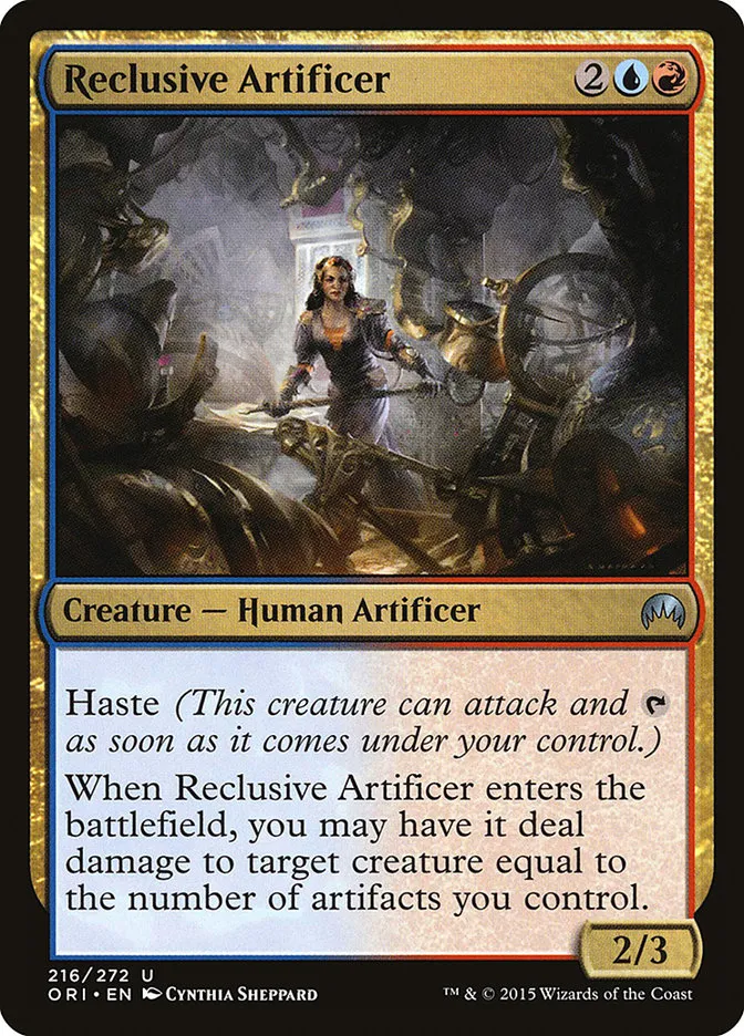 2015 Magic Origins Reclusive Artificer #216 uncommon card image