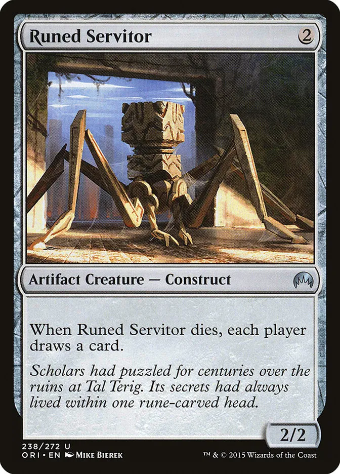 2015 Magic Origins Runed Servitor #238 uncommon card image