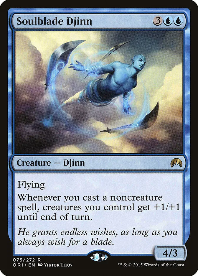 2015 Magic Origins Soulblade Djinn #75 rare card image