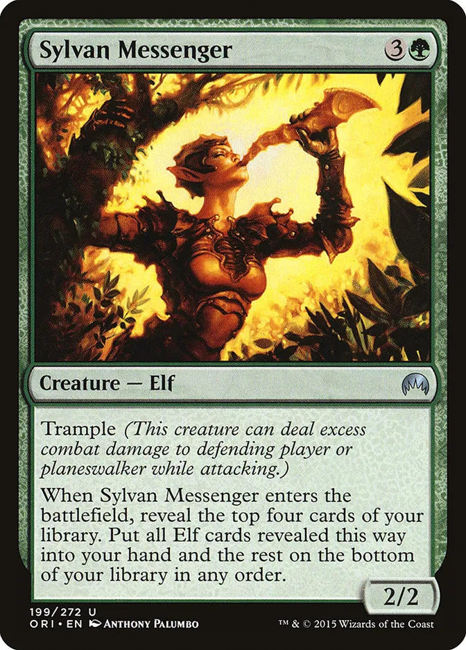 2015 Magic Origins Sylvan Messenger #199 uncommon card image
