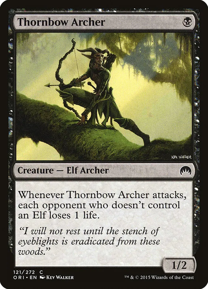 2015 Magic Origins Thornbow Archer common #121 common card image