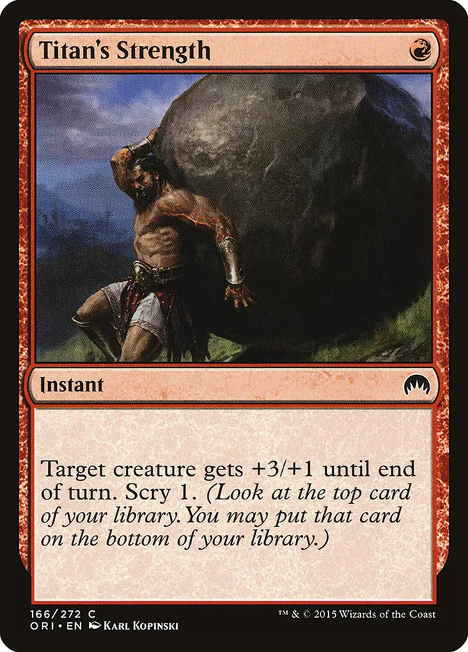 2015 Magic Origins Titan's Strength common #166 common card image