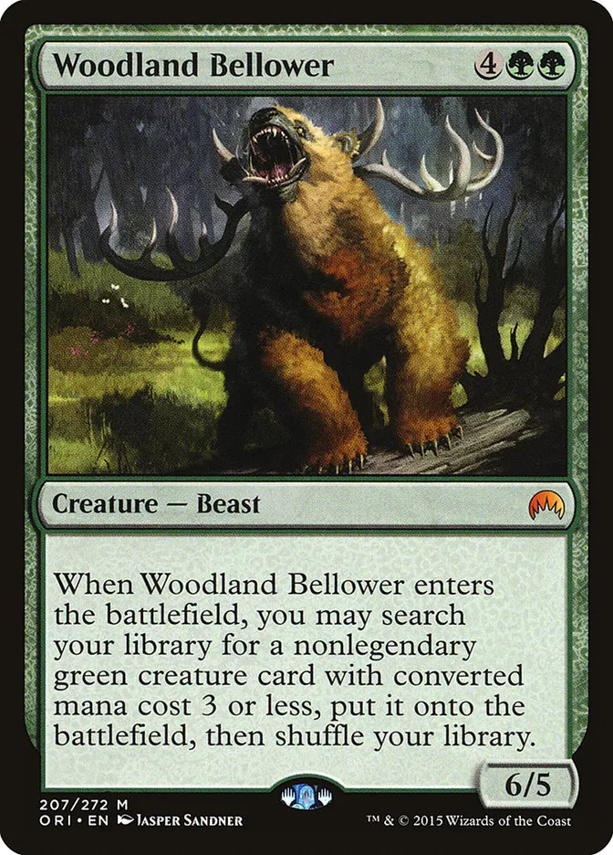 2015 Magic Origins Woodland Bellower #207 mythic card image