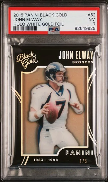 2015 Panini Black Gold John Elway Holo White Gold Foil #52 card image