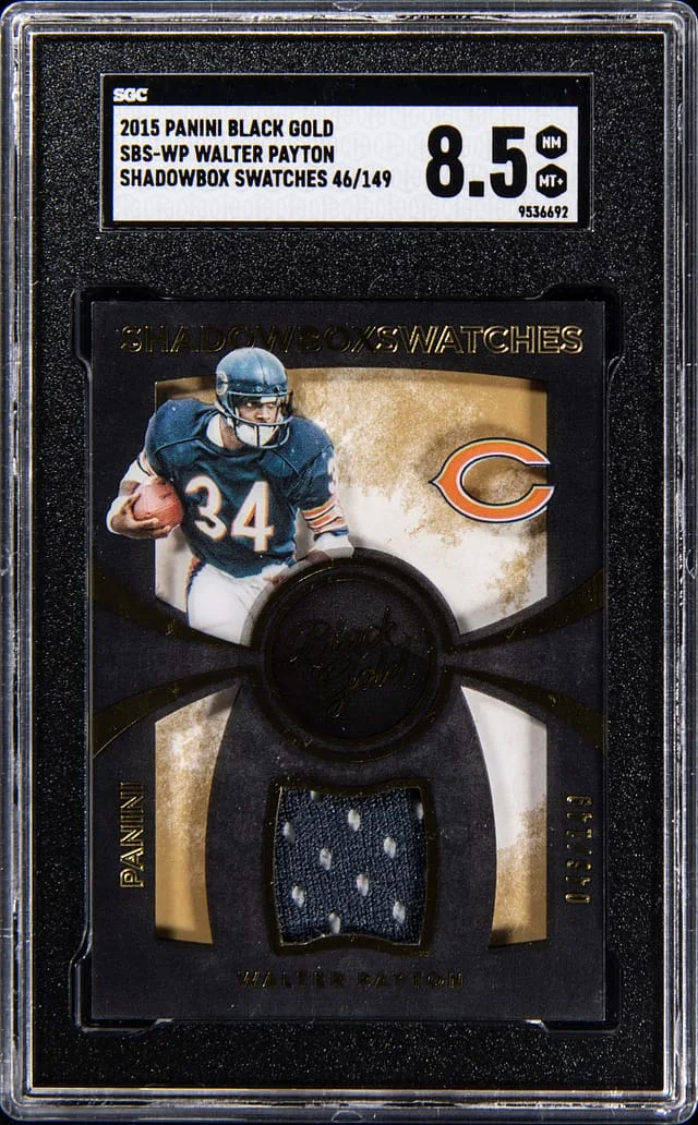 2015 Panini Black Gold Walter Payton Shadowbox Swatches #SBS-WP card image