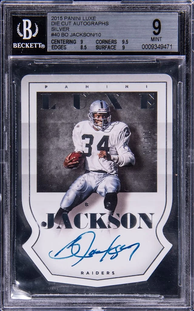 2015 Panini Bo Jackson Luxe Die Cut Autographs Silver #DC-BO card image