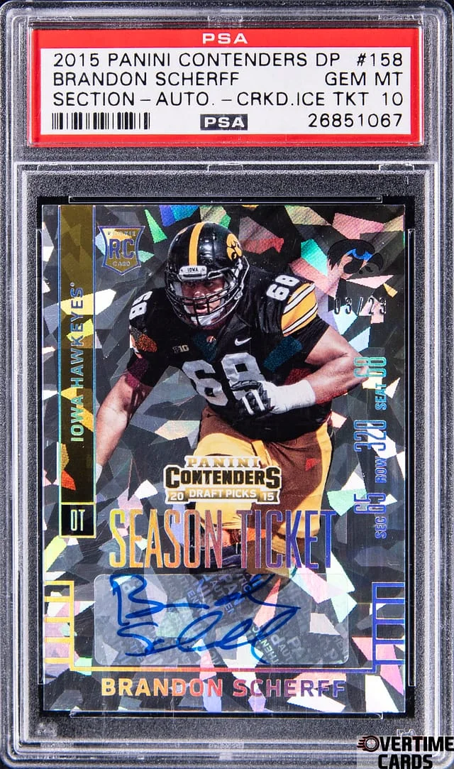 2015 Panini Contenders Brandon Scherff Section Autograph Cracked Ice Ticket #158 card image