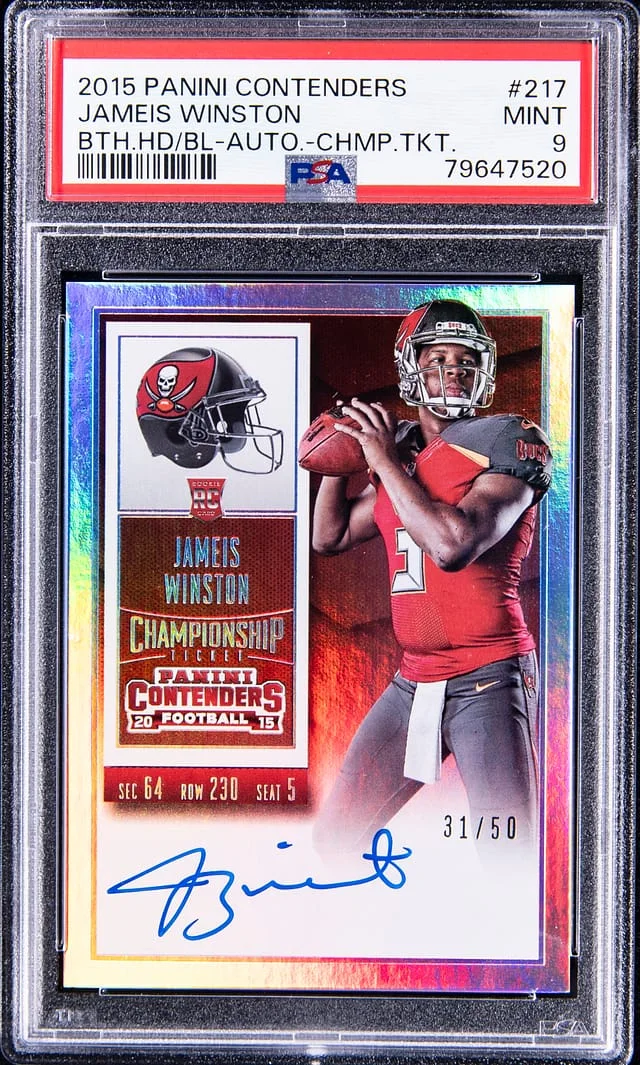 2015 Panini Contenders Football Jameis Winston Championship Ticket Signed Card #217 card image