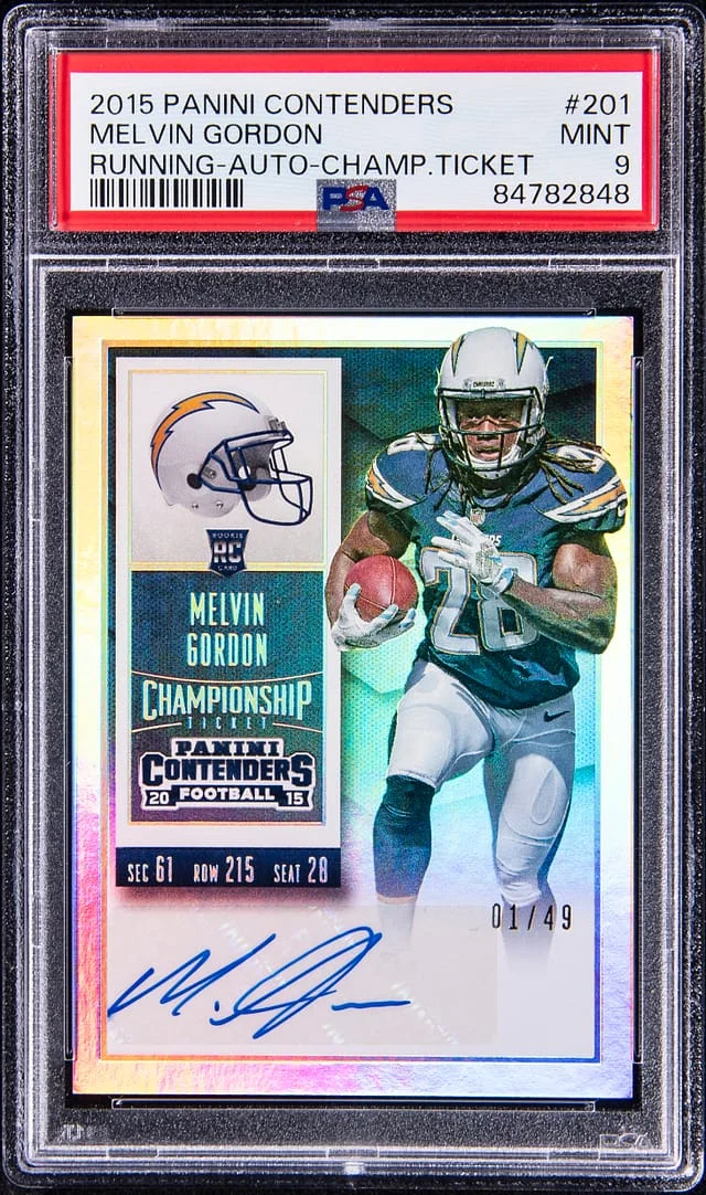 2015 Panini Contenders Melvin Gordon Autographed Championship Ticket #201 card image