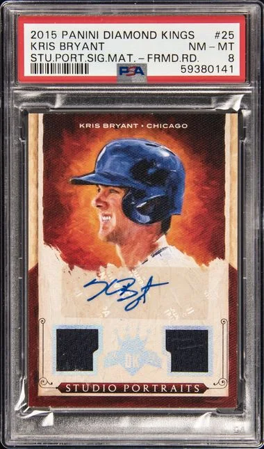 2015 Panini Diamond Kings Kris Bryant Studio Portraits Signature Materials Framed Red #25 card image
