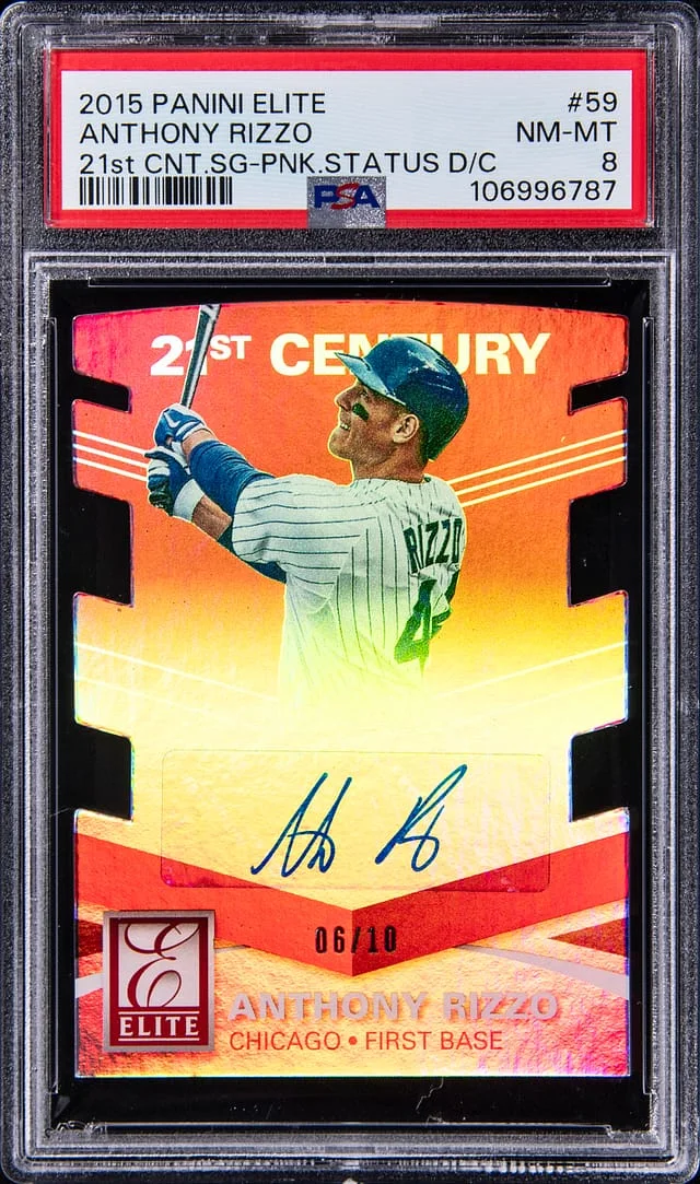 2015 Panini Donruss Anthony Rizzo Elite 21st Century Signatures Pink Status Die-Cut #59 card image
