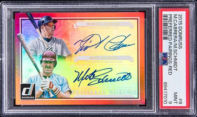 2015 Panini Donruss Miguel Cabrera/Mike Schmidt Preferred Pairings Red #8 card image