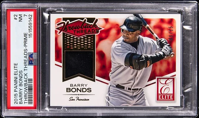 2015 Panini Elite Barry Bonds Throwback Threads Prime #2 card image