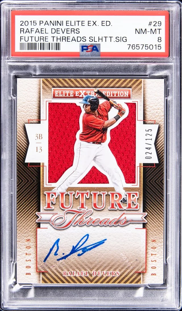 2015 Panini Elite Extra Edition Rafael Devers Future Threads Silhouette Signature #29 card image