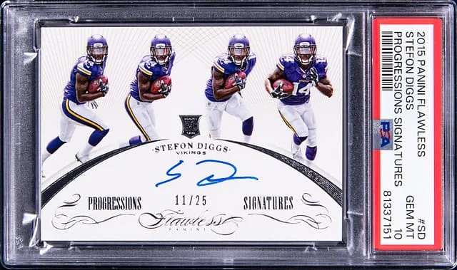 2015 Panini Flawless Football Stefon Diggs Progressions Signatures Signed Card #FPS-SD card image