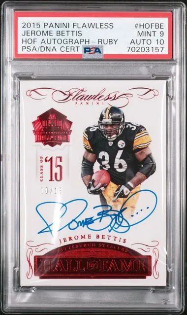 2015 Panini Flawless Jerome Bettis Hall Of Fame Autographs Ruby #HOF-BE card image